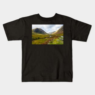 Wide view on Glen Etive and the River Etive in the Highlands of Scotland Kids T-Shirt